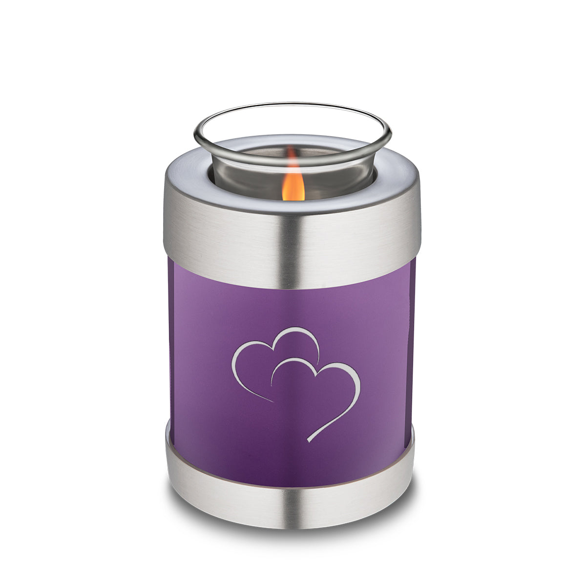 Candle Holder Embrace Purple Hearts Cremation Urn