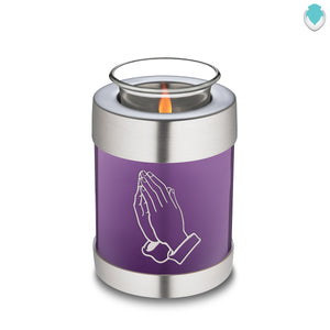 Candle Holder Embrace Purple Praying Hands Cremation Urn