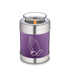 Candle Holder Embrace Purple Praying Hands Cremation Urn