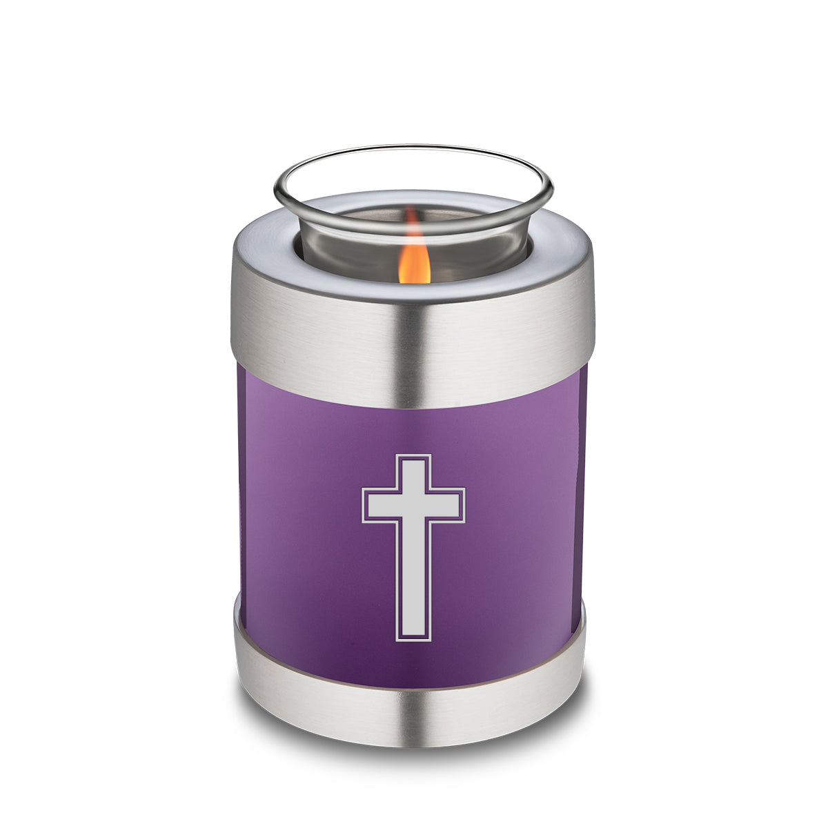 Candle Holder Embrace Purple Simple Cross Cremation Urn