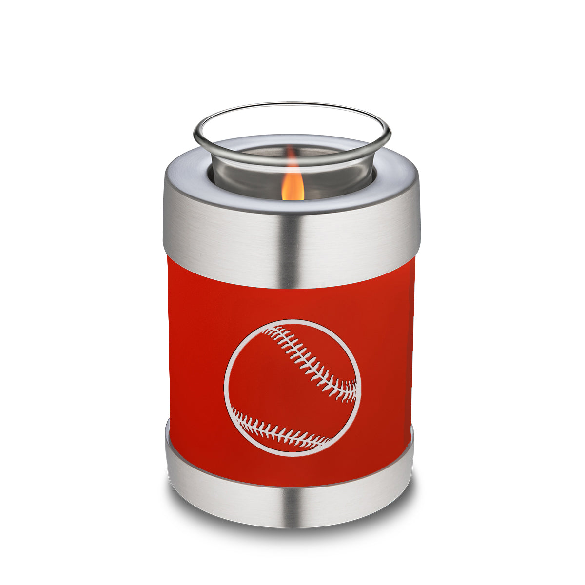 Candle Holder Embrace Bright Red Baseball Cremation Urn