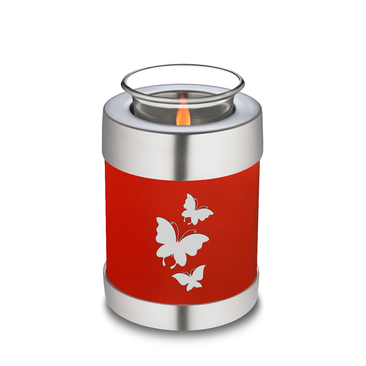 Candle Holder Embrace Bright Red Butterfly Cremation Urn