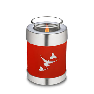 Candle Holder Embrace Bright Red Doves Cremation Urn