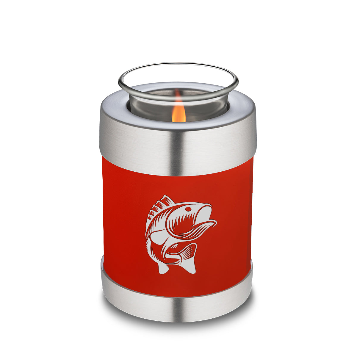 Candle Holder Embrace Bright Red Fishing Cremation Urn