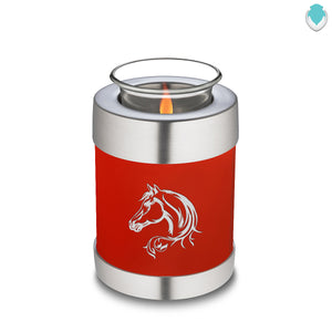 Candle Holder Embrace Bright Red Horse Cremation Urn