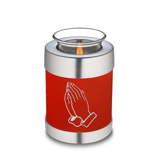 Candle Holder Embrace Bright Red Praying Hands Cremation Urn