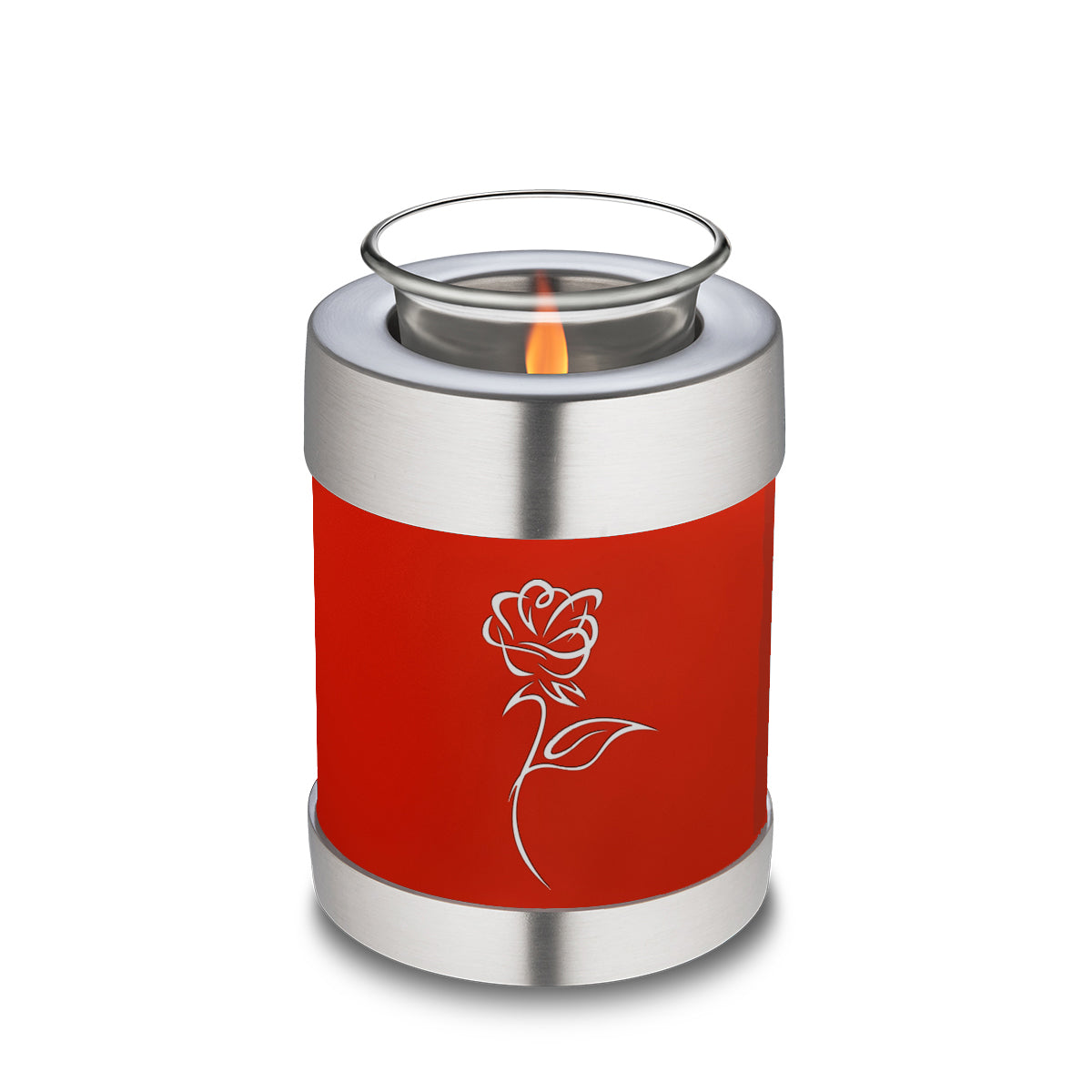 Candle Holder Embrace Bright Red Rose Cremation Urn