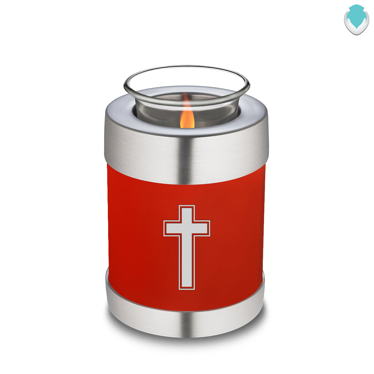 Candle Holder Embrace Bright Red Simple Cross Cremation Urn