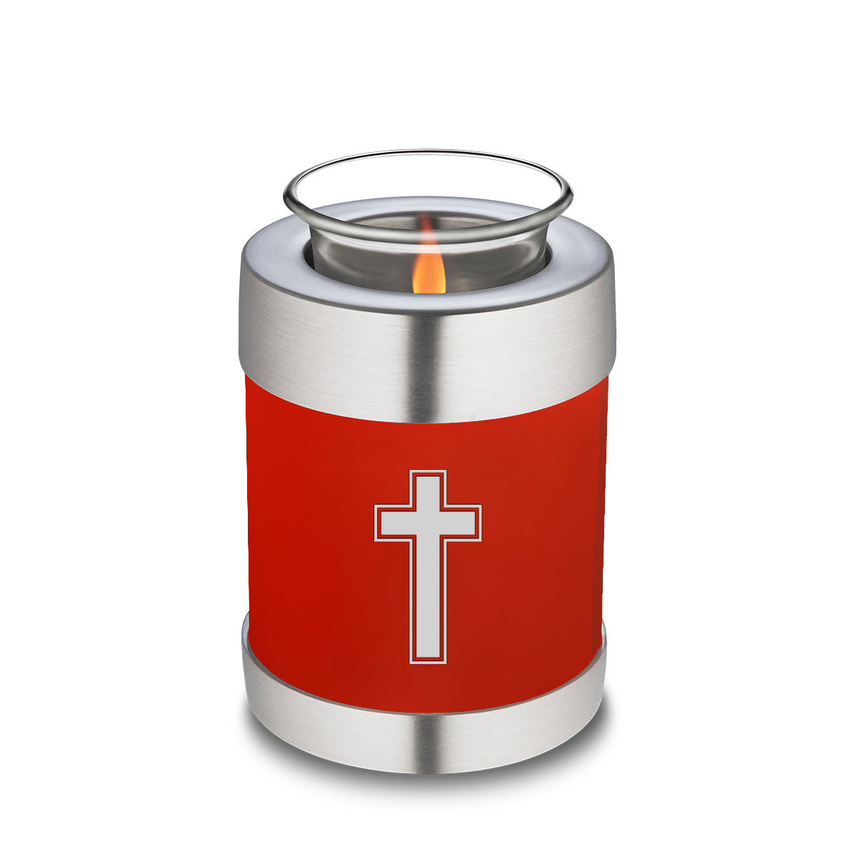 Candle Holder Embrace Bright Red Simple Cross Cremation Urn