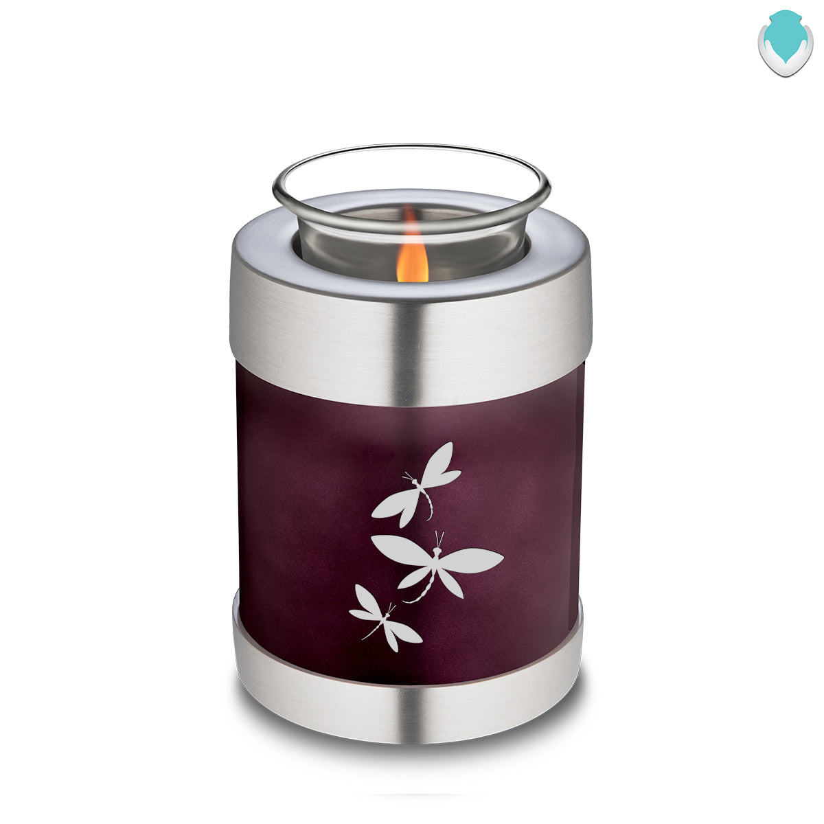 Candle Holder Embrace Cherry Purple Dragonflies Cremation Urn