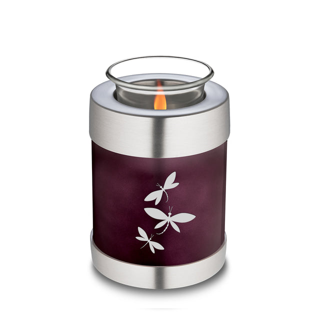 Candle Holder Embrace Cherry Purple Dragonflies Cremation Urn