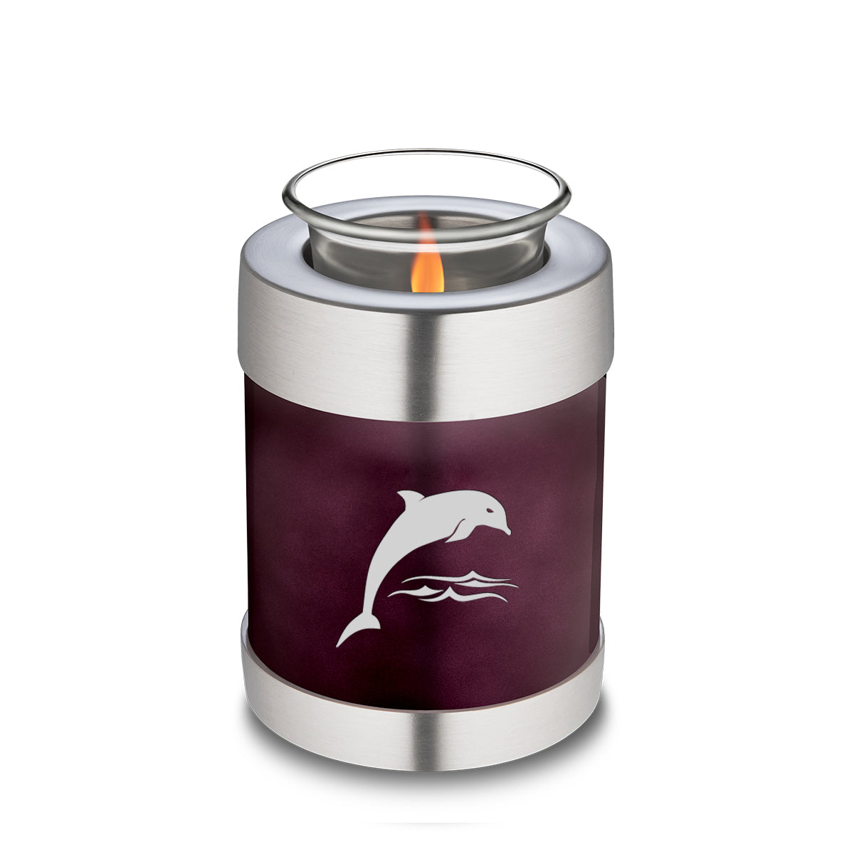 Candle Holder Embrace Cherry Purple Dolphins Cremation Urn