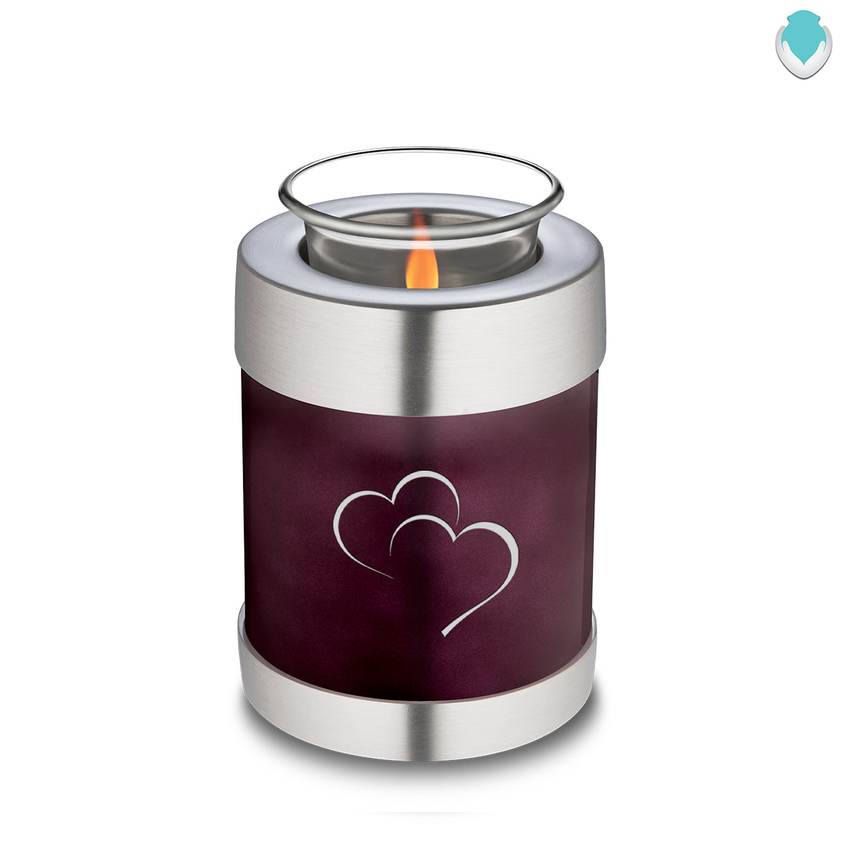 Candle Holder Embrace Cherry Purple Hearts Cremation Urn
