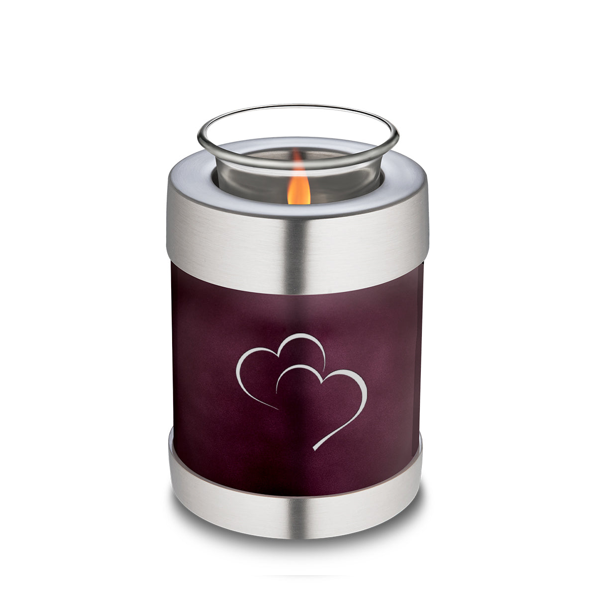 Candle Holder Embrace Cherry Purple Hearts Cremation Urn