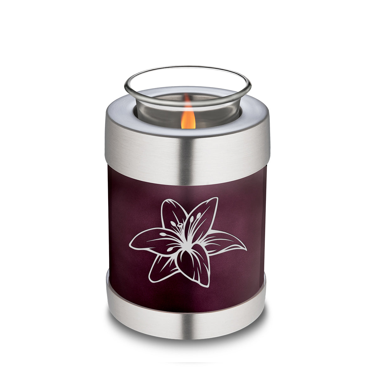 Candle Holder Embrace Cherry Purple Lily Cremation Urn