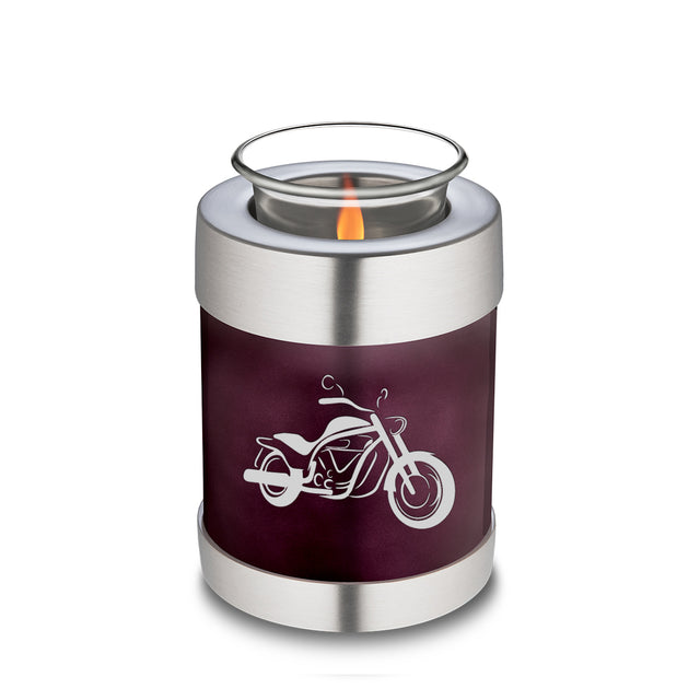 Candle Holder Embrace Cherry Purple Motorcycle Cremation Urn