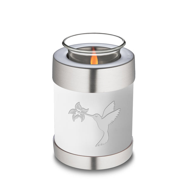 Candle Holder Embrace White Hummingbird Cremation Urn