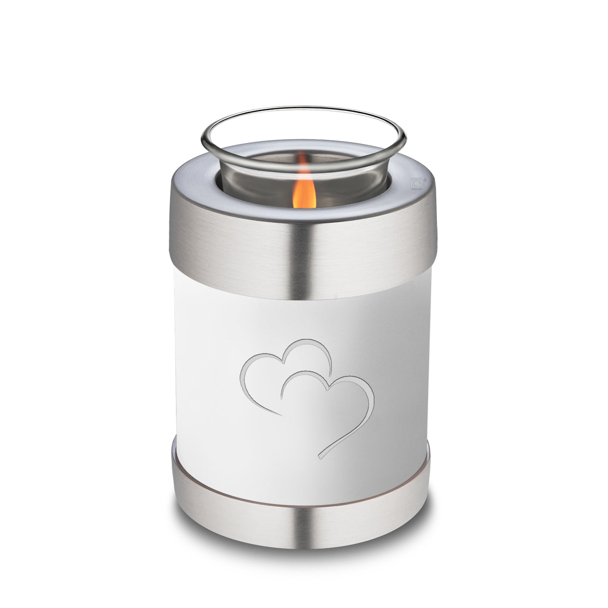 Candle Holder Embrace White Hearts Cremation Urn