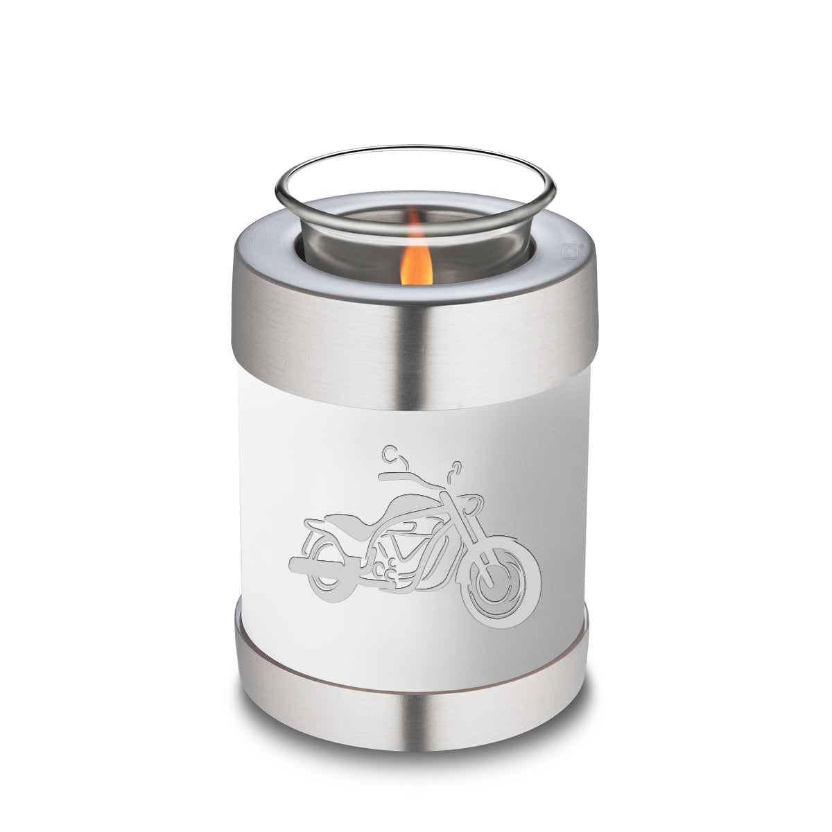 Candle Holder Embrace White Motorcycle Cremation Urn