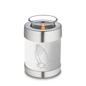 Candle Holder Embrace White Praying Hands Cremation Urn