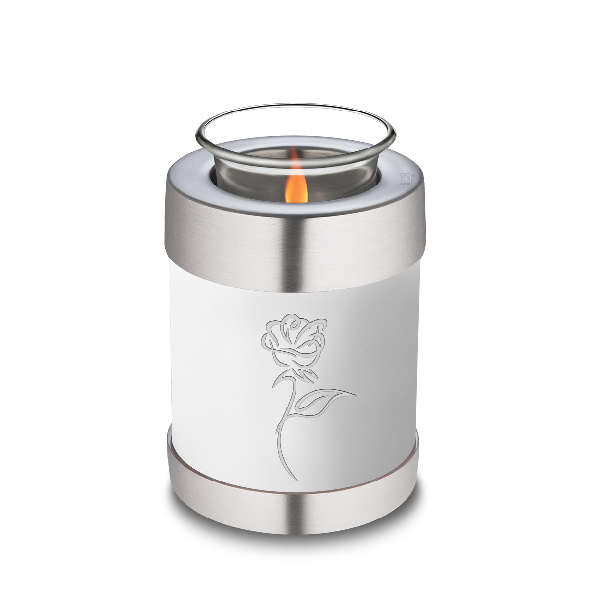 Candle Holder Embrace White Rose Cremation Urn