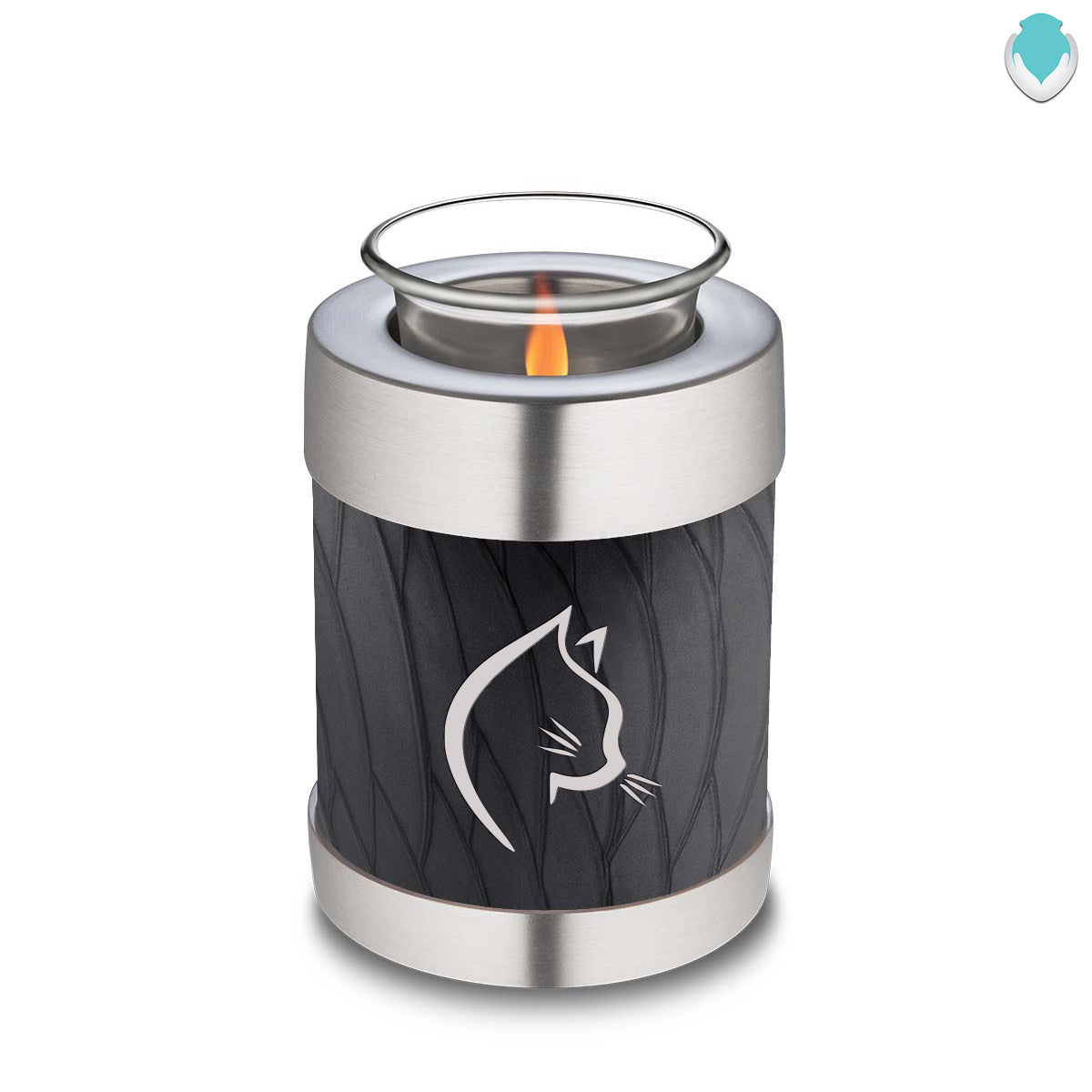 Candle Holder Embrace Pearl Black Cat Pet Cremation Urn