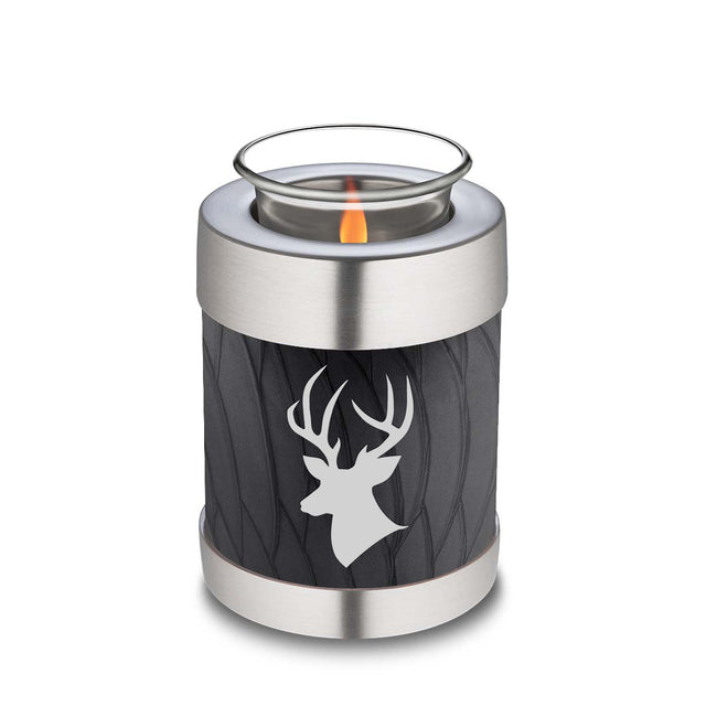 Candle Holder Embrace Pearl Black Deer Cremation Urn