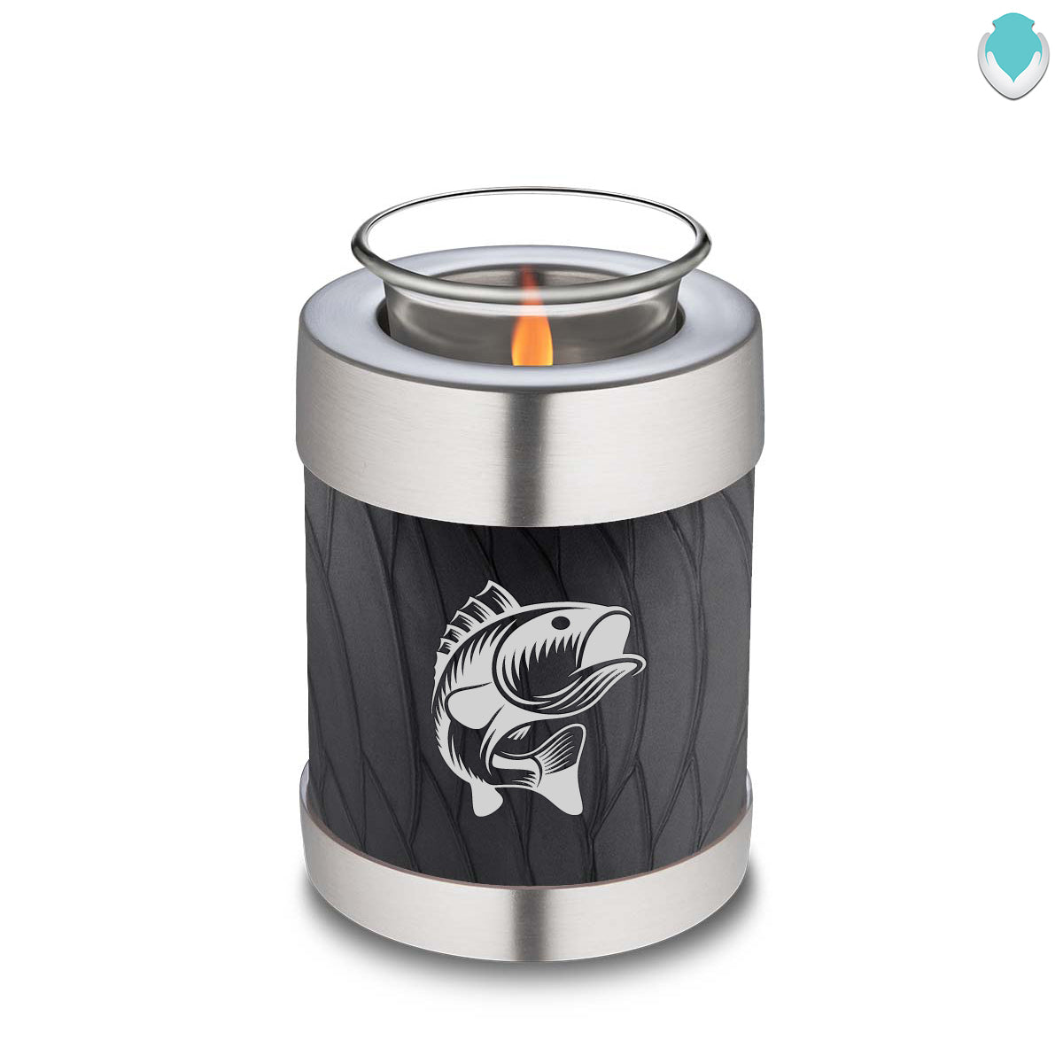 Candle Holder Embrace Pearl Black Fishing Cremation Urn