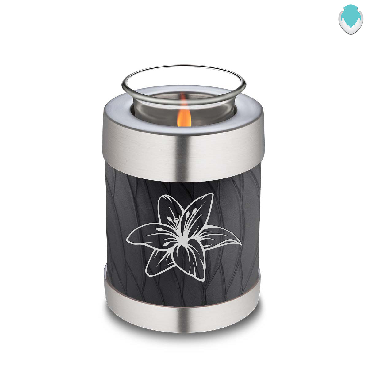 Candle Holder Embrace Pearl Black Lily Cremation Urn