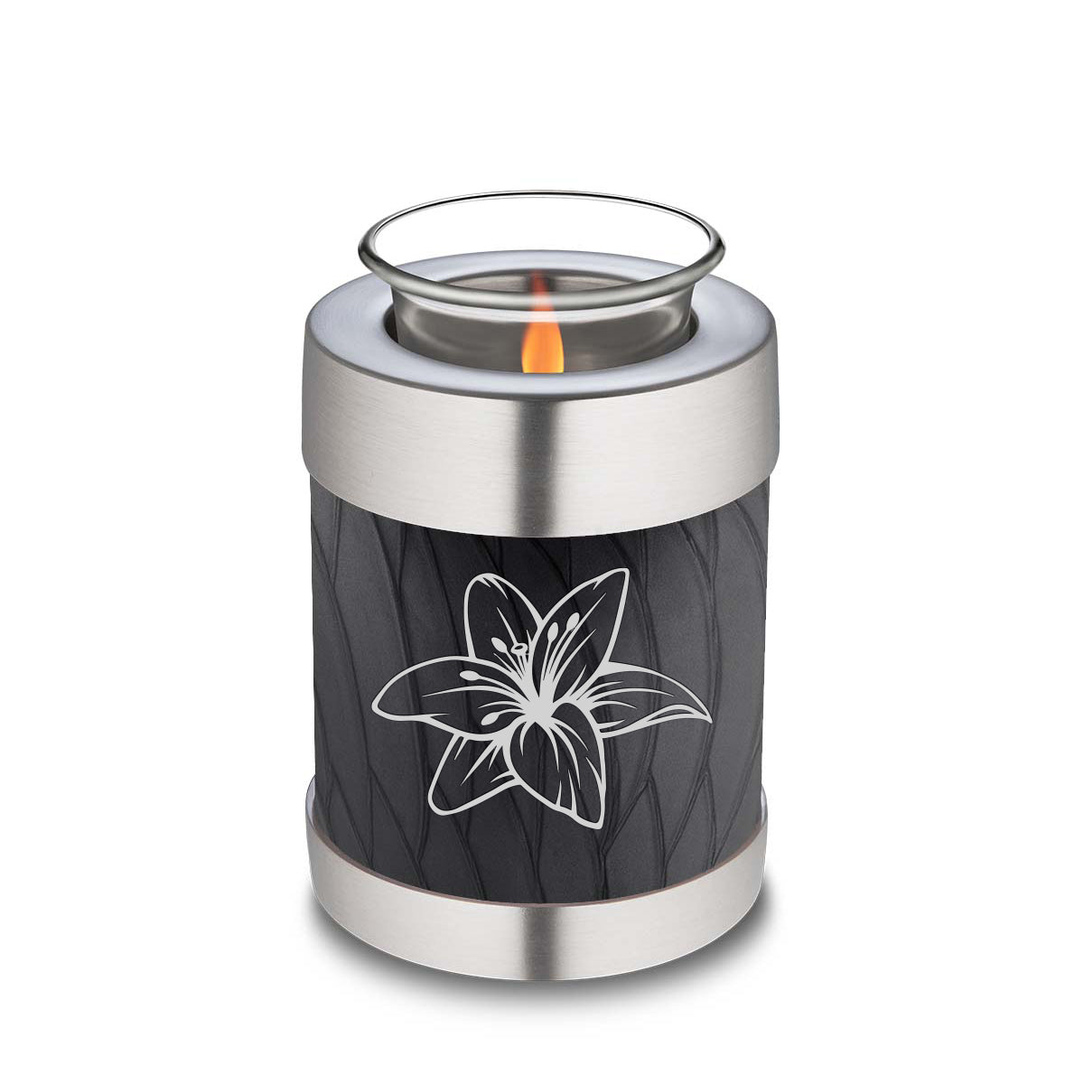 Candle Holder Embrace Pearl Black Lily Cremation Urn