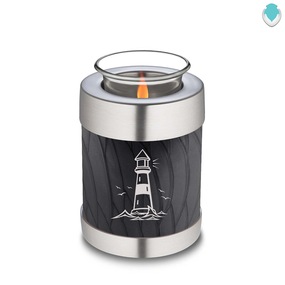 Candle Holder Embrace Pearl Black Lighthouse Cremation Urn