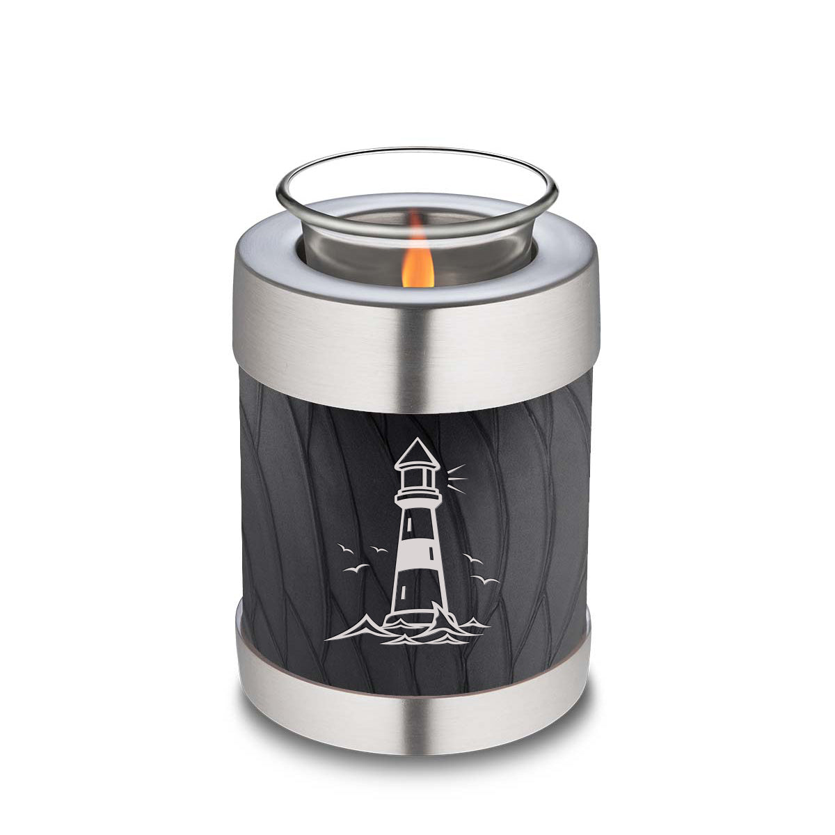 Candle Holder Embrace Pearl Black Lighthouse Cremation Urn