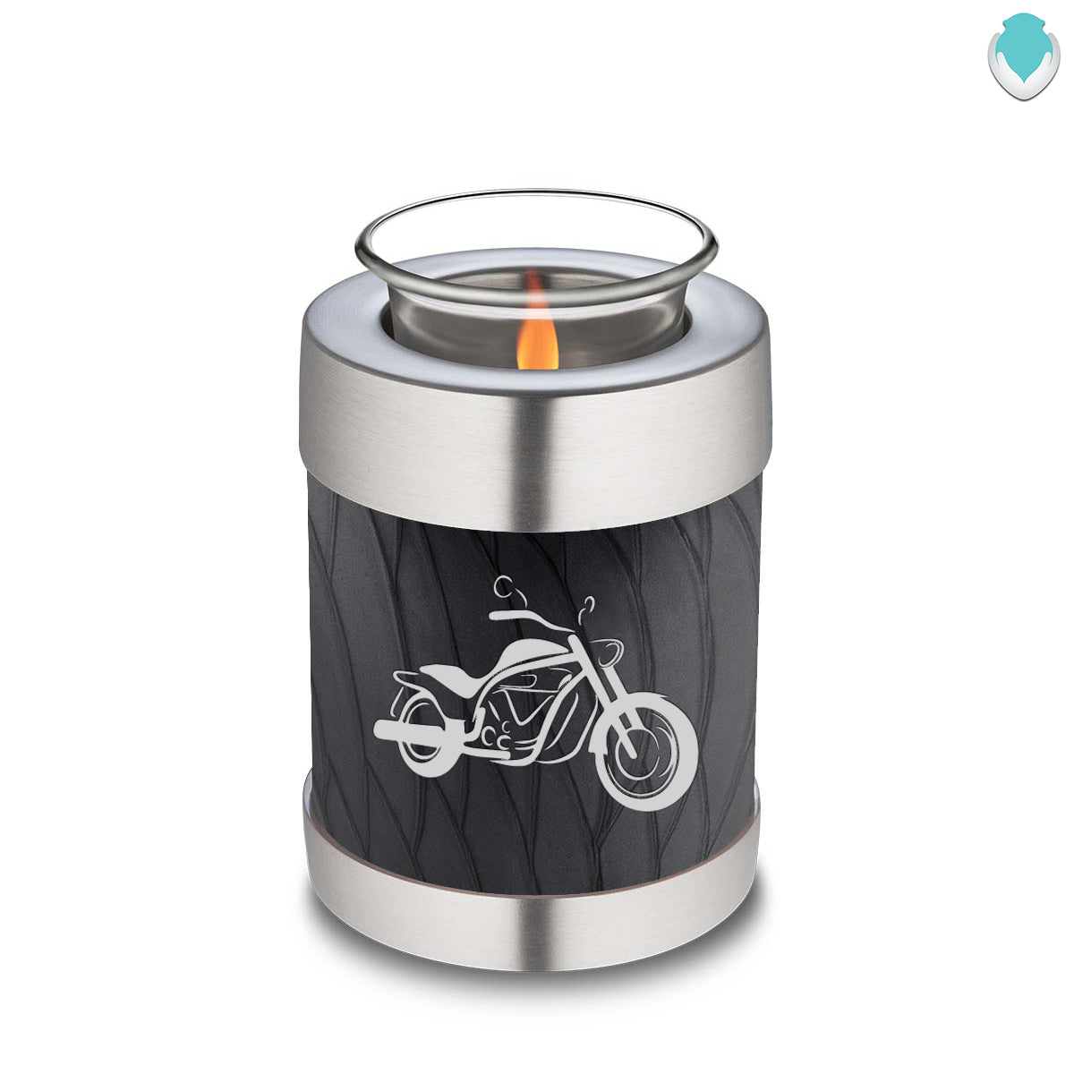 Candle Holder Embrace Pearl Black Motorcycle Cremation Urn