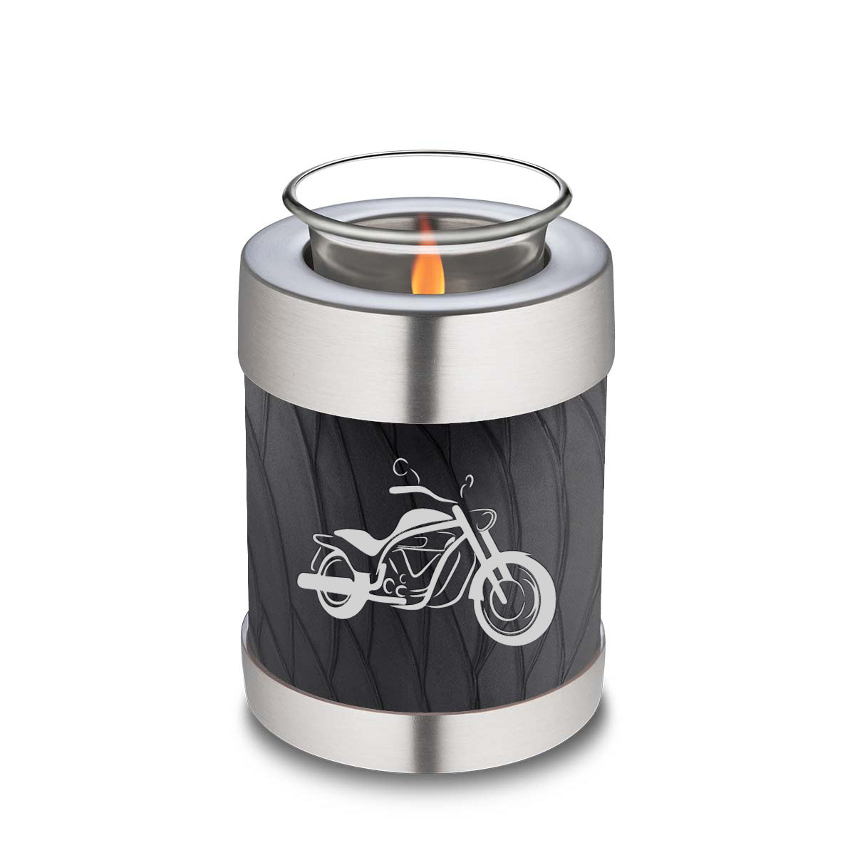 Candle Holder Embrace Pearl Black Motorcycle Cremation Urn