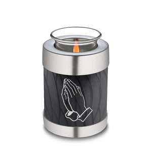 Candle Holder Embrace Pearl Black Praying Hands Cremation Urn