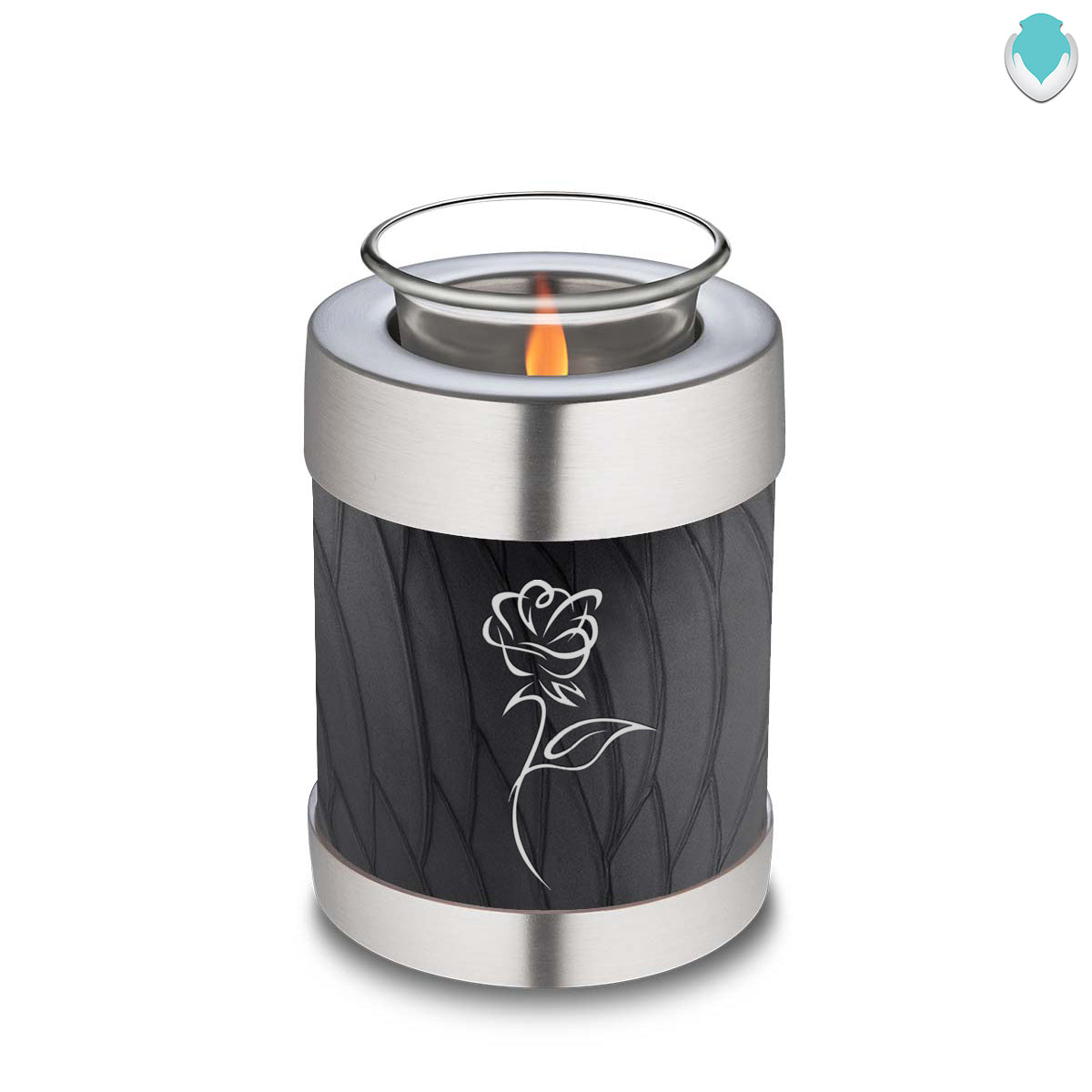 Candle Holder Embrace Pearl Black Rose Cremation Urn