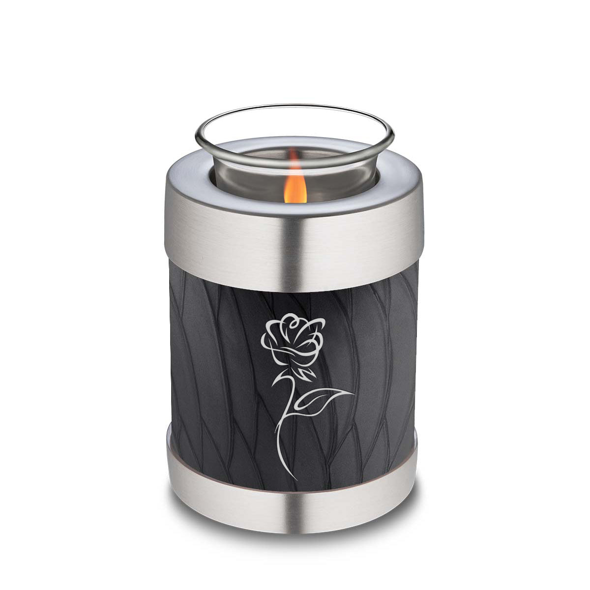 Candle Holder Embrace Pearl Black Rose Cremation Urn
