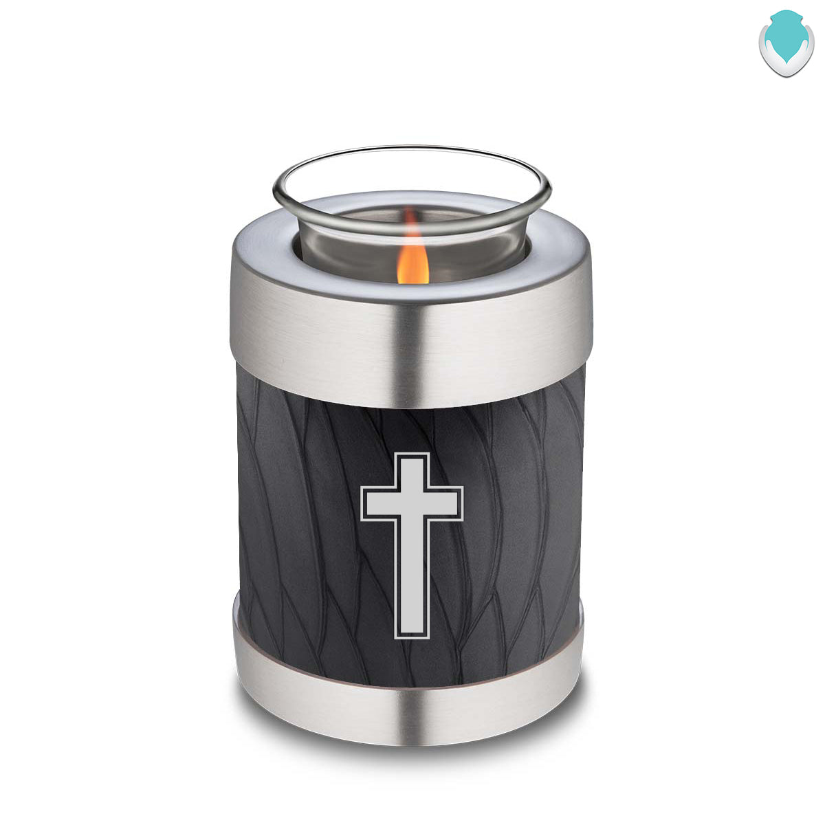 Candle Holder Embrace Pearl Black Simple Cross Cremation Urn