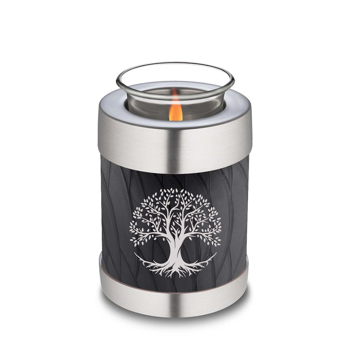 Candle Holder Embrace Pearl Black Tree of Life Cremation Urn