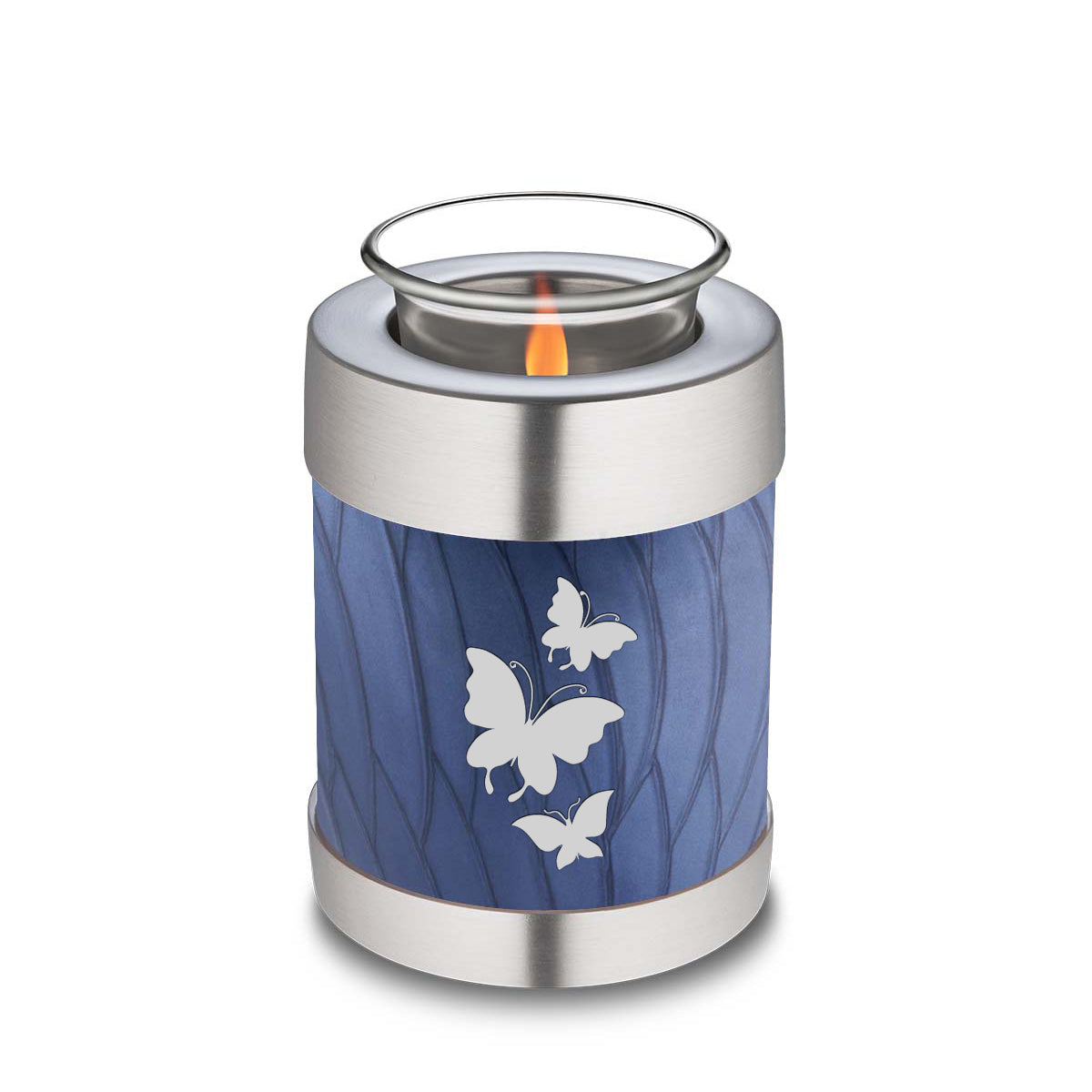 Candle Holder Embrace Pearl Cobalt Blue Butterfly Cremation Urn