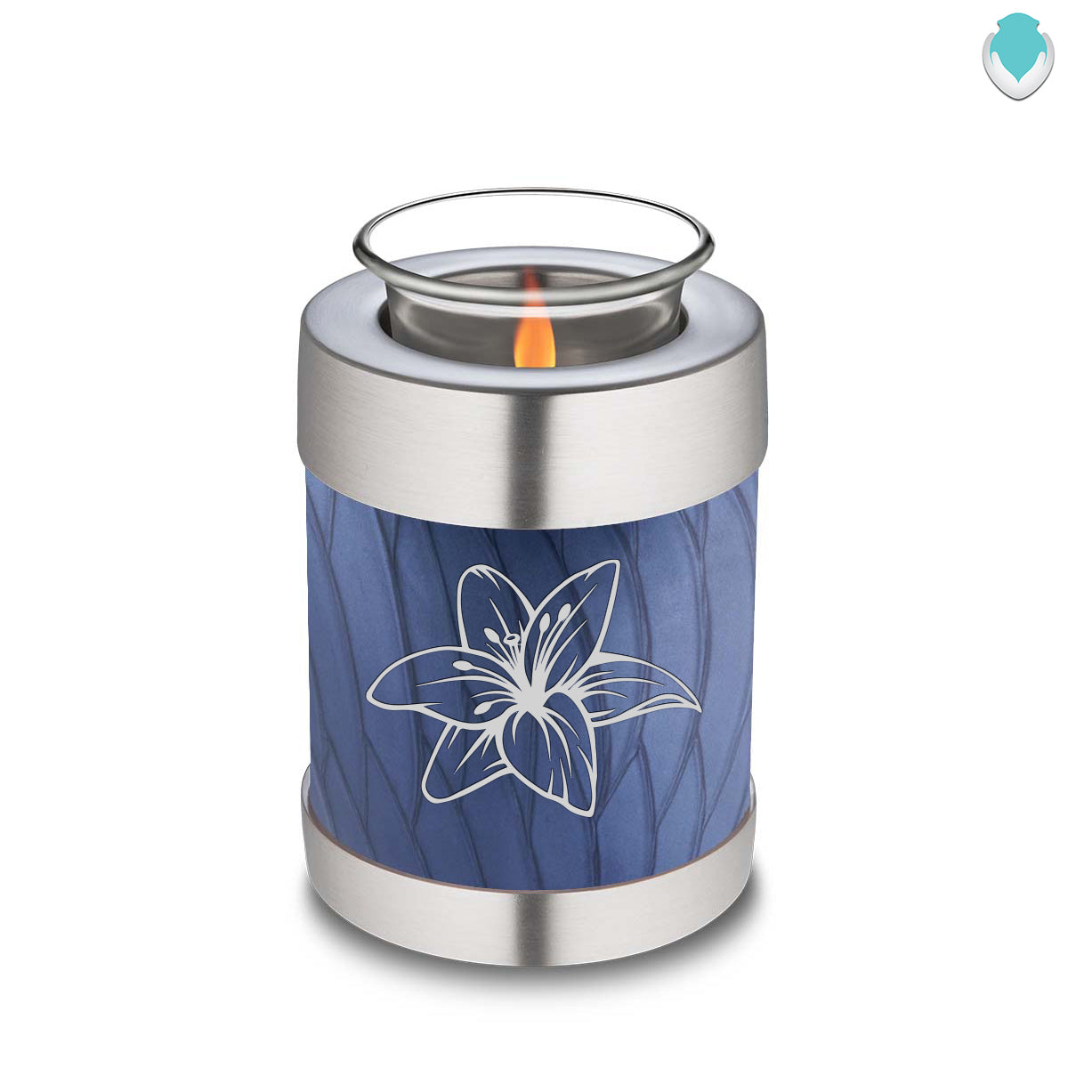 Candle Holder Embrace Pearl Cobalt Blue Lily Cremation Urn