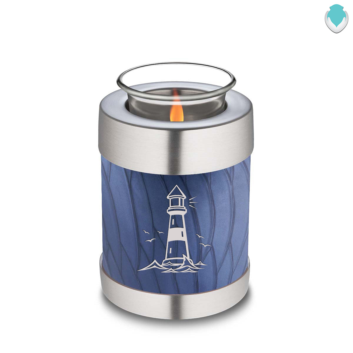 Candle Holder Embrace Pearl Cobalt Blue Lighthouse Cremation Urn
