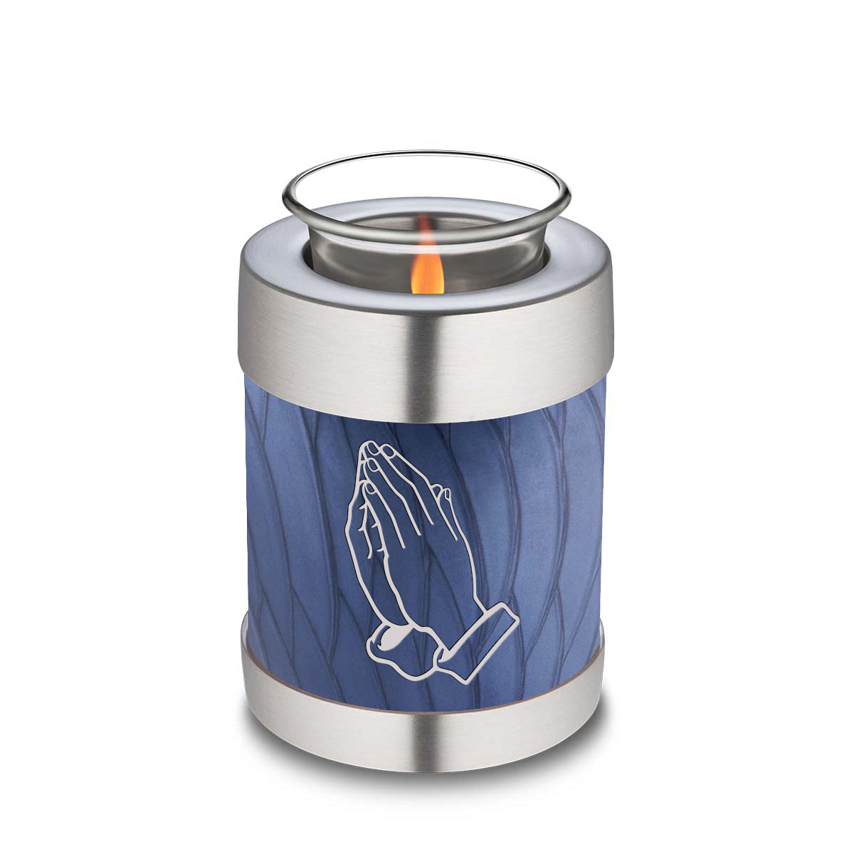 Candle Holder Embrace Pearl Cobalt Blue Praying Hands Cremation Urn