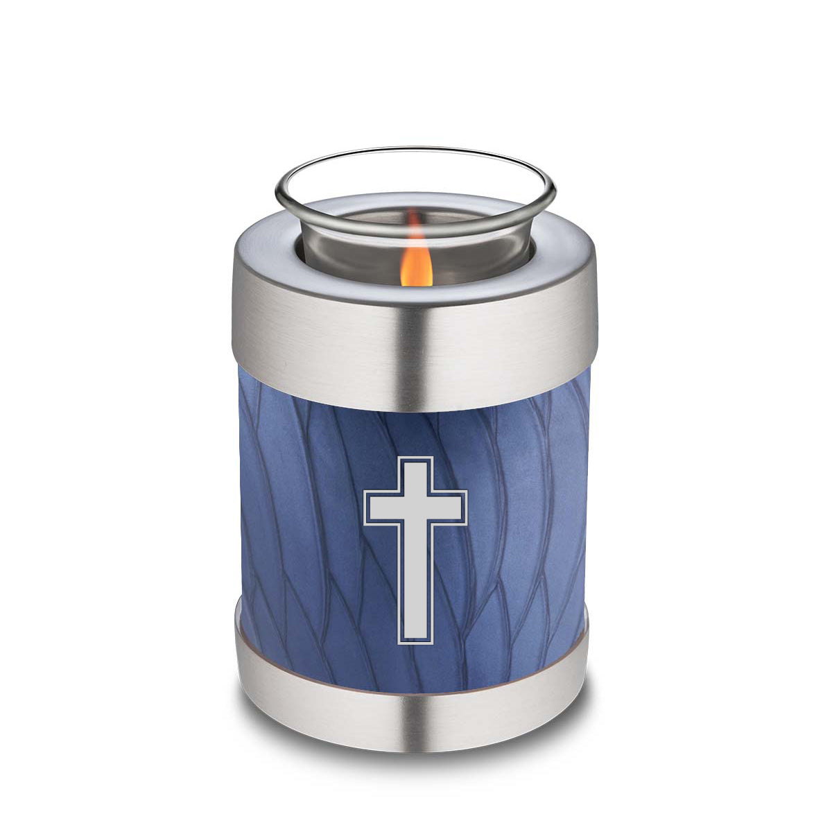 Candle Holder Embrace Pearl Cobalt Blue Simple Cross Cremation Urn