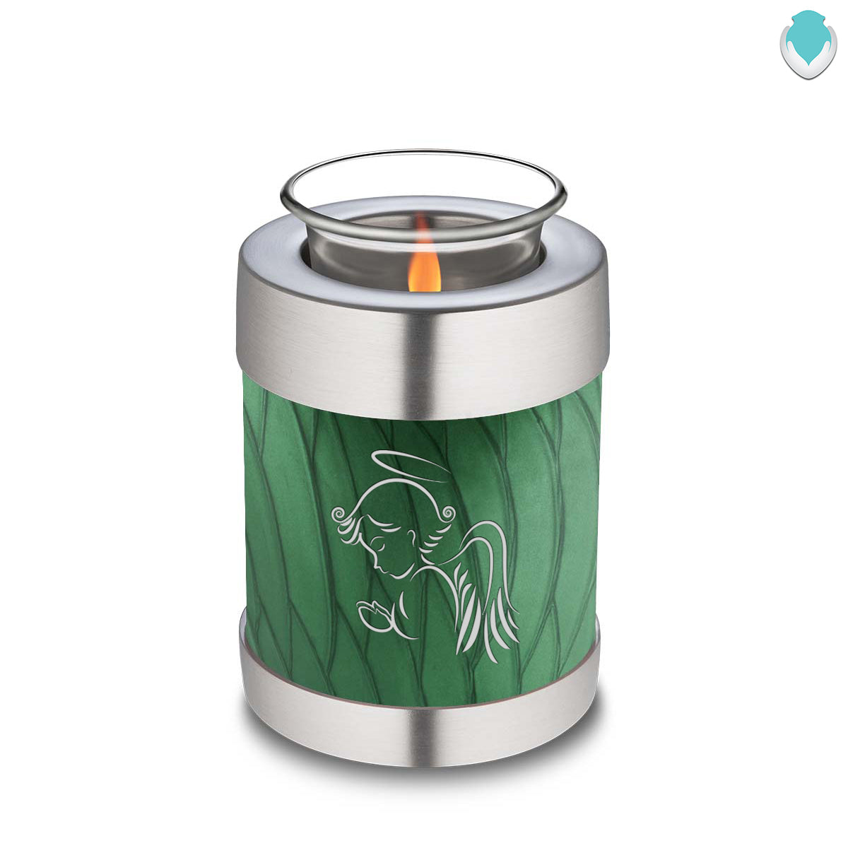 Candle Holder Embrace Pearl Green Angel Cremation Urn