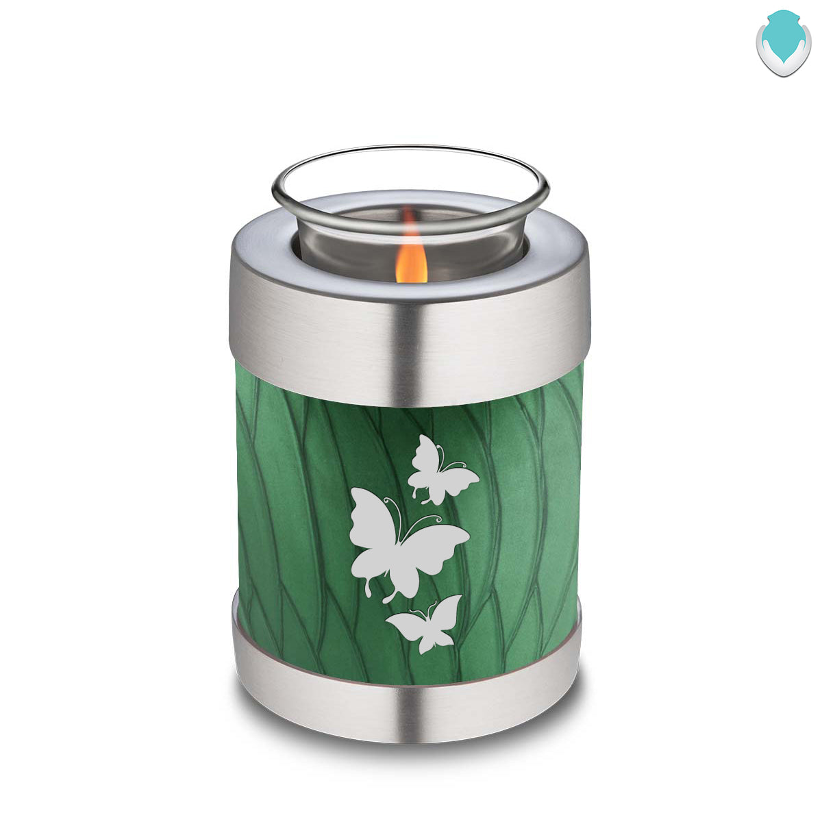Candle Holder Embrace Pearl Green Butterfly Cremation Urn