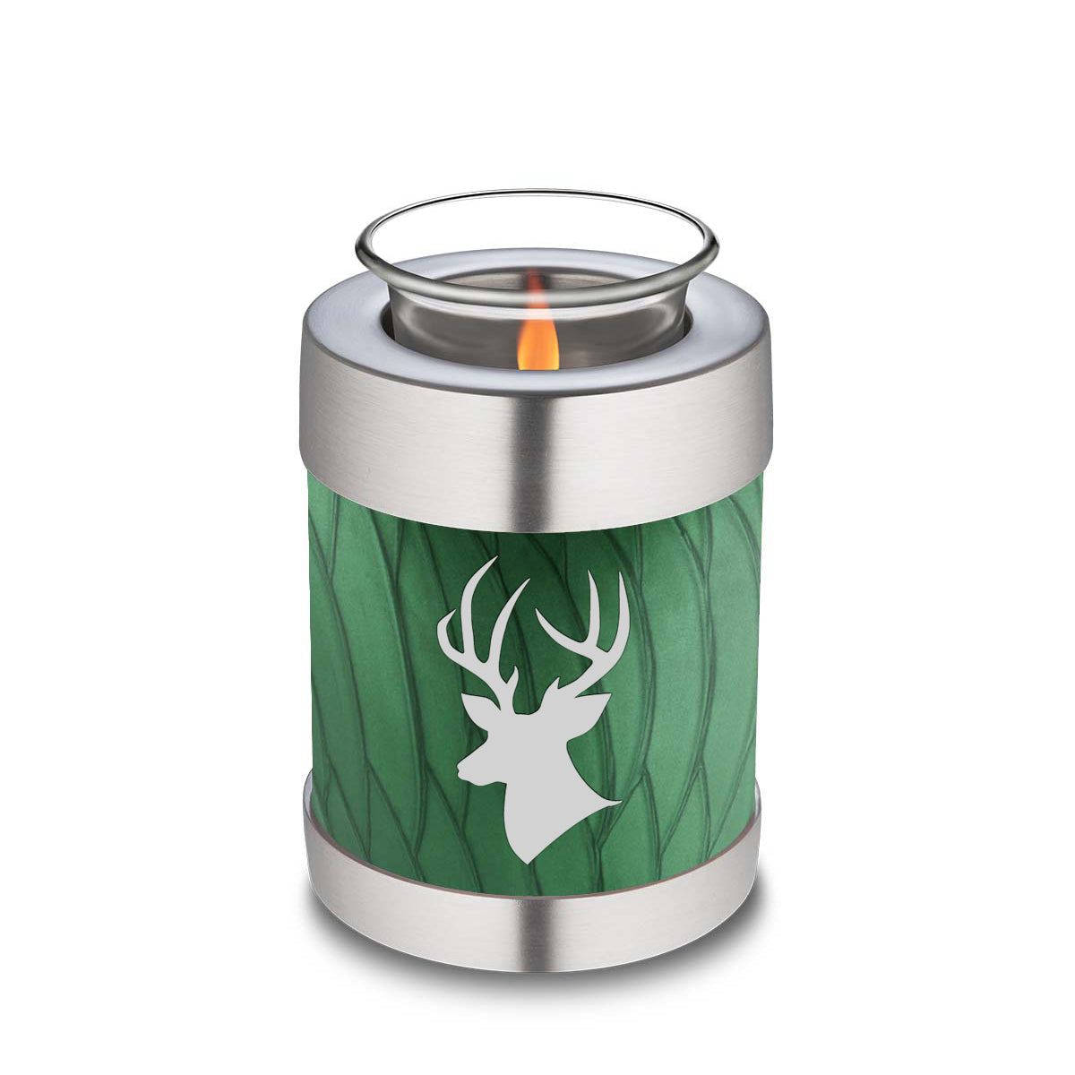 Candle Holder Embrace Pearl Green Deer Cremation Urn