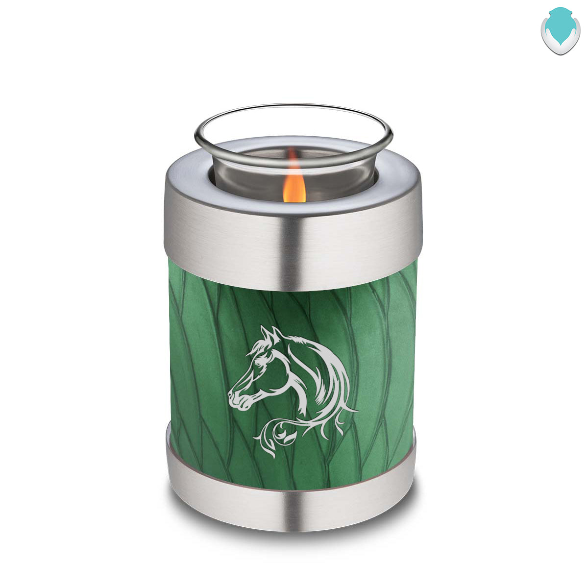 Candle Holder Embrace Pearl Green Horse Cremation Urn
