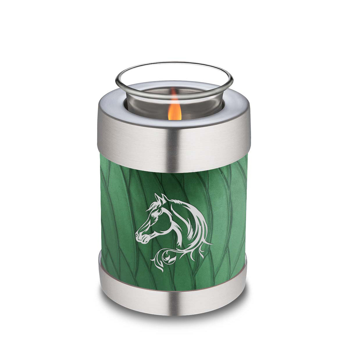 Candle Holder Embrace Pearl Green Horse Cremation Urn