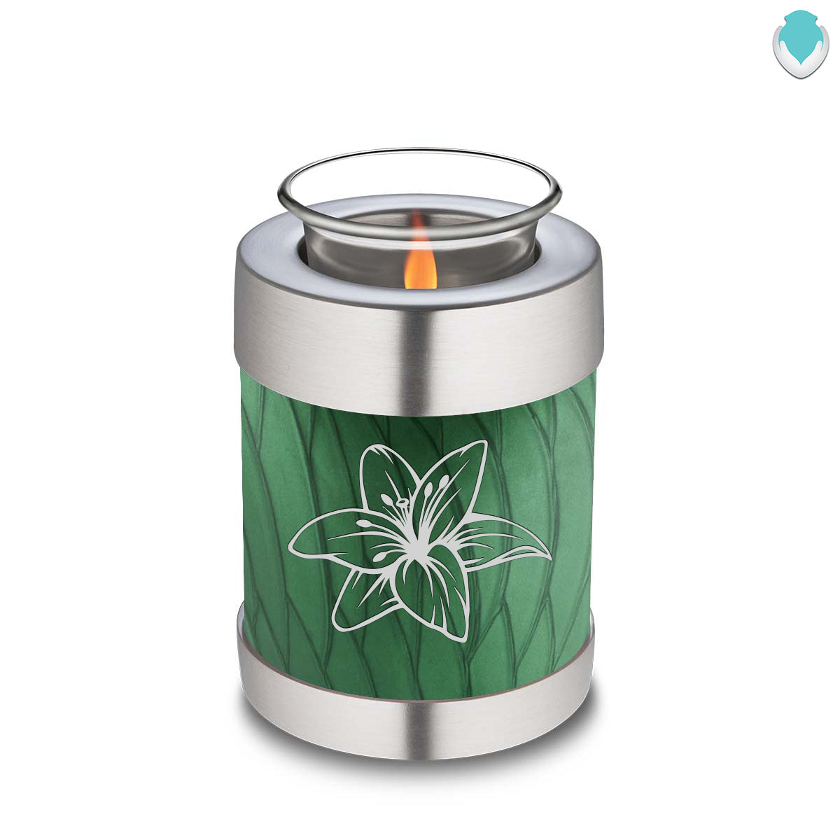 Candle Holder Embrace Pearl Green Lily Cremation Urn